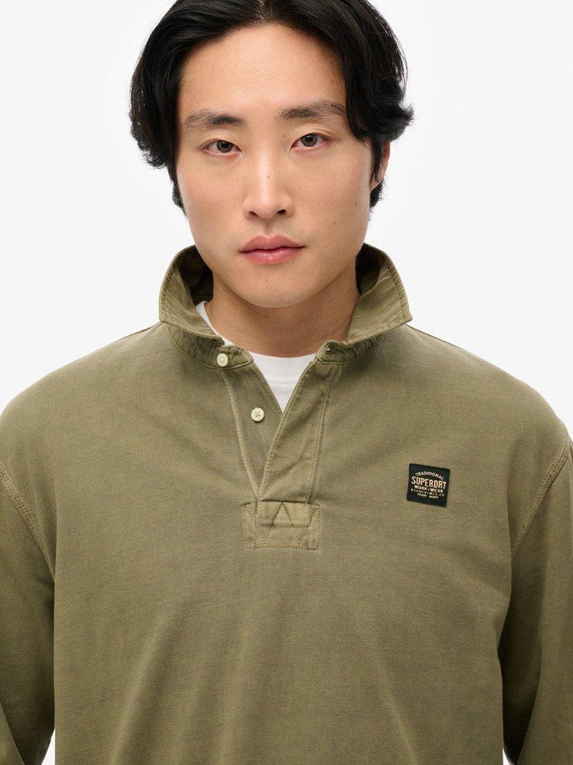 Product image 4 of 5, which shows Superdry Cotton Contrast Stitch Rugby Shirt, Washed Grey, S