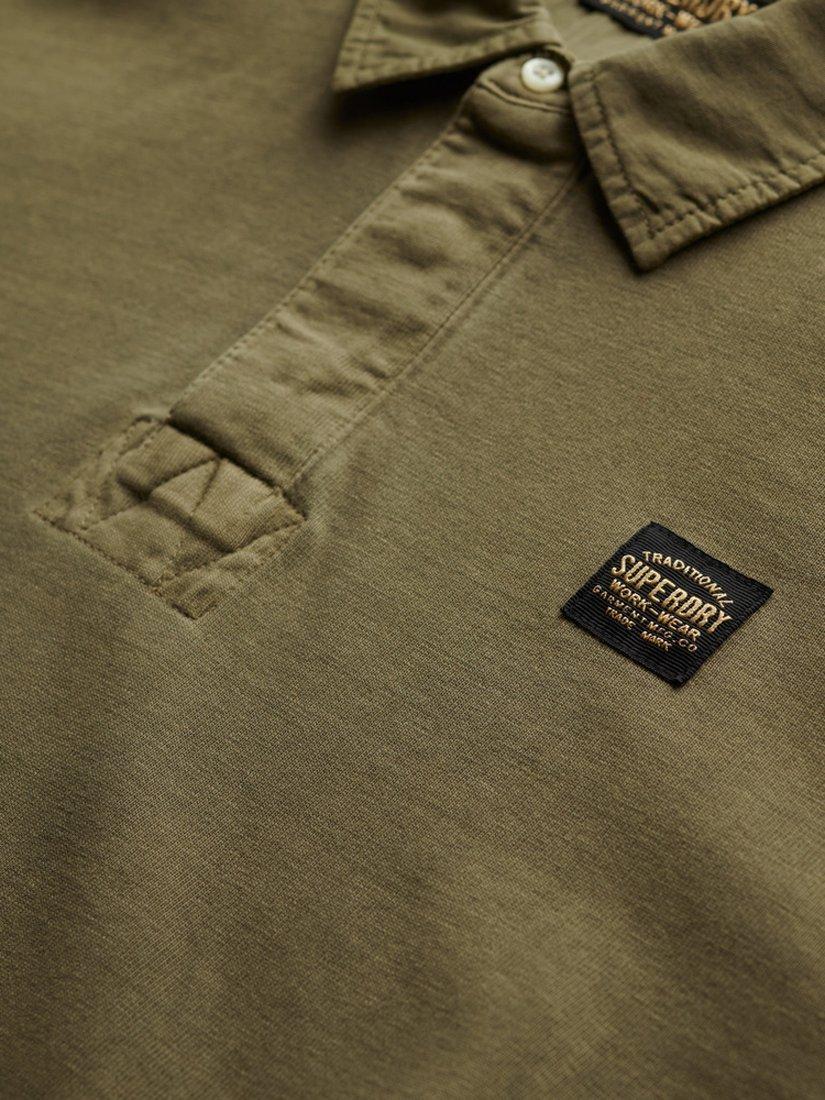 Product image 5 of 5, which shows Superdry Cotton Contrast Stitch Rugby Shirt, Washed Grey, S