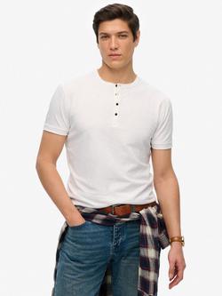Superdry Slub Cotton Short Sleeve Jersey Grandad Top, Optic