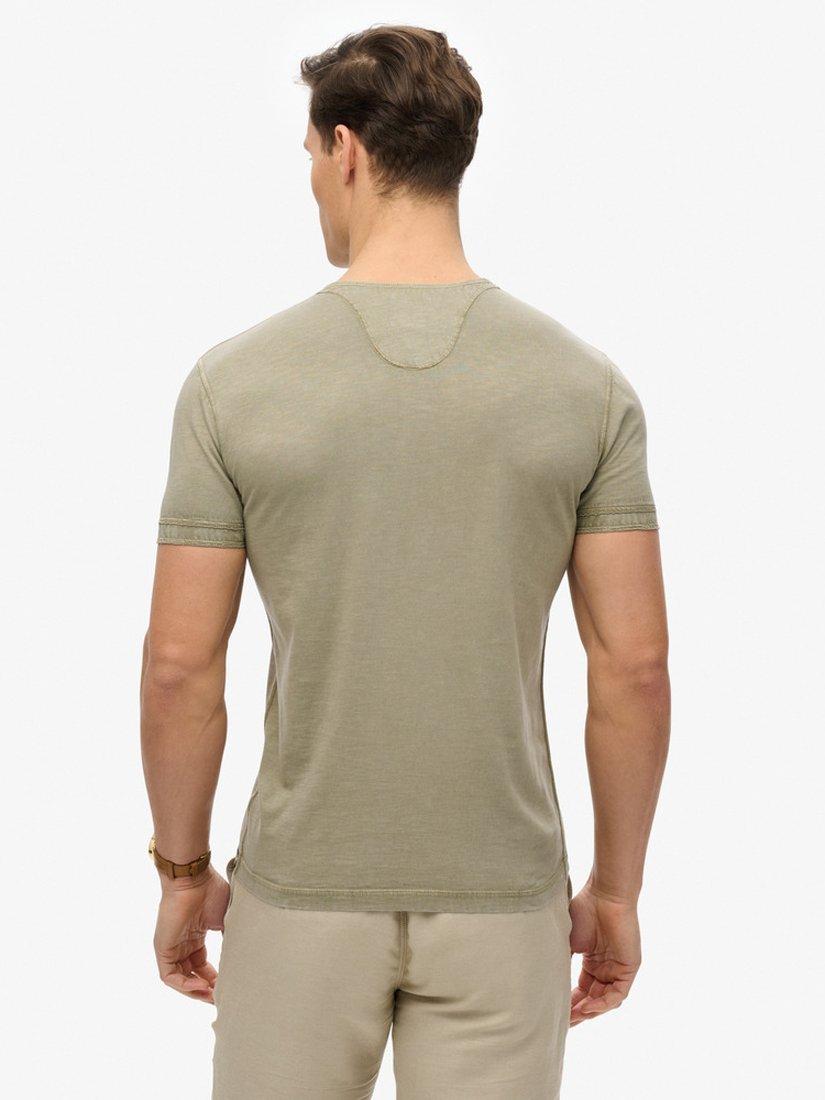 Product image 2 of 4, which shows Superdry Slub Cotton Short Sleeve Jersey Grandad Top, Light Khaki Green, S