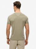 Superdry Slub Cotton Short Sleeve Jersey Grandad Top, Light Khaki Green