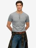 Superdry Slub Short Sleeve Jersey Grandad Top, Steel Grey