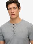 Superdry Slub Short Sleeve Jersey Grandad Top, Steel Grey
