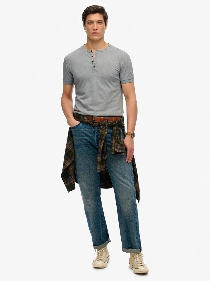 Product image 4 of 5, which shows Superdry Slub Short Sleeve Jersey Grandad Top, Steel Grey, S