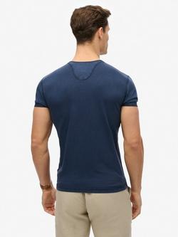 Superdry Slub Cotton Short Sleeve Jersey Grandad Top - view 2, Lauren Navy