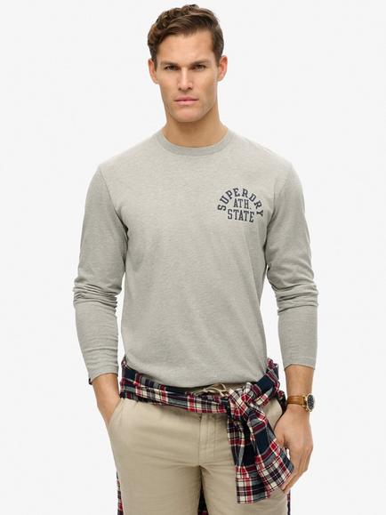 Superdry Athletic Essentials Long Sleeve Top, Grey Marl