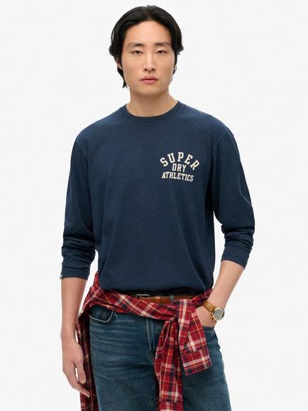 Superdry Athletic Essentials Long Sleeve Top, Nautical Navy