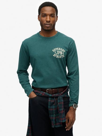 Superdry Athletic Essentials Long Sleeve Top, Dark Pine Green