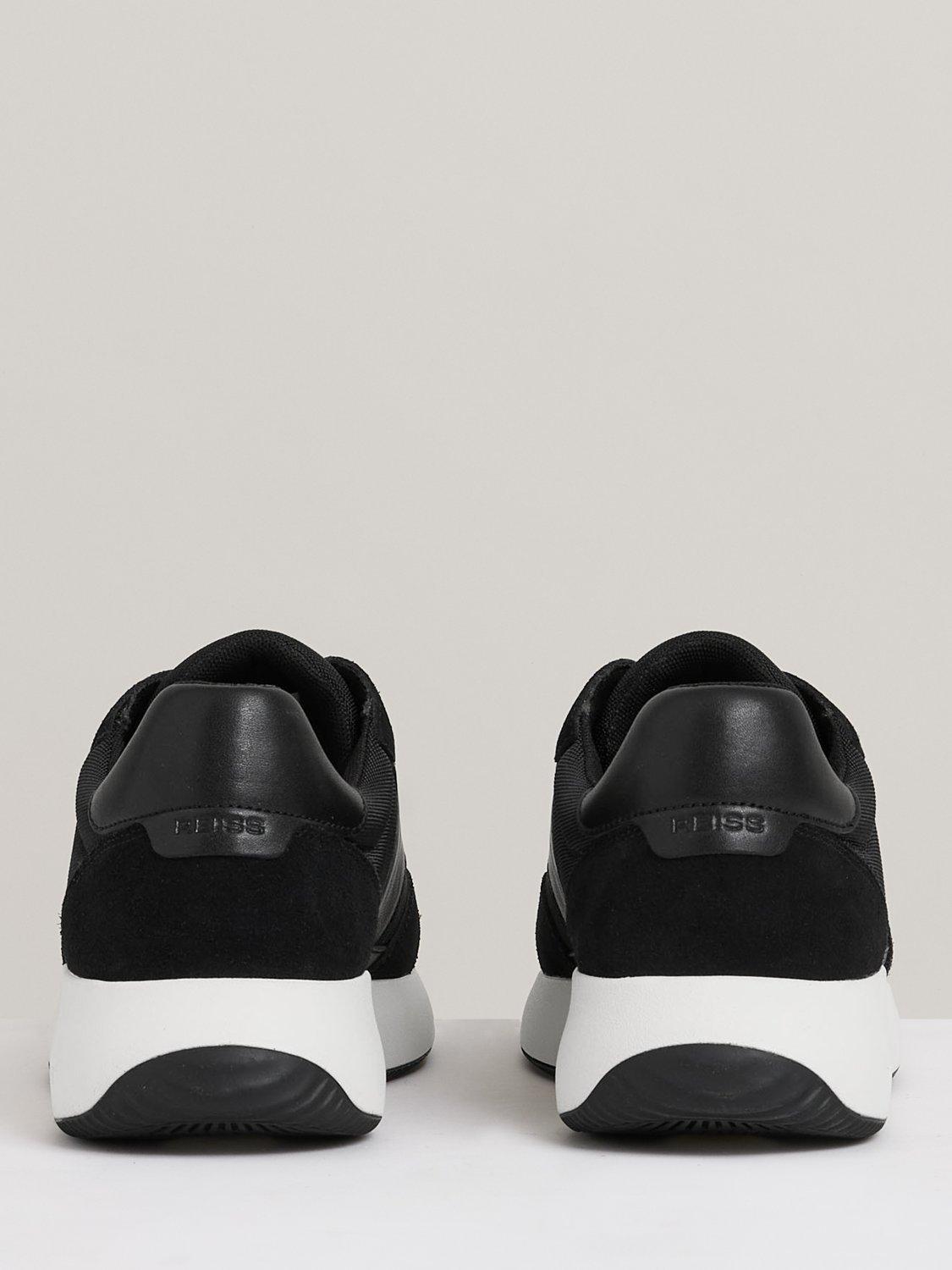 Product image 5 of 5, which shows Reiss Emmett Leather Suede Running Trainers, Black/White, 9
