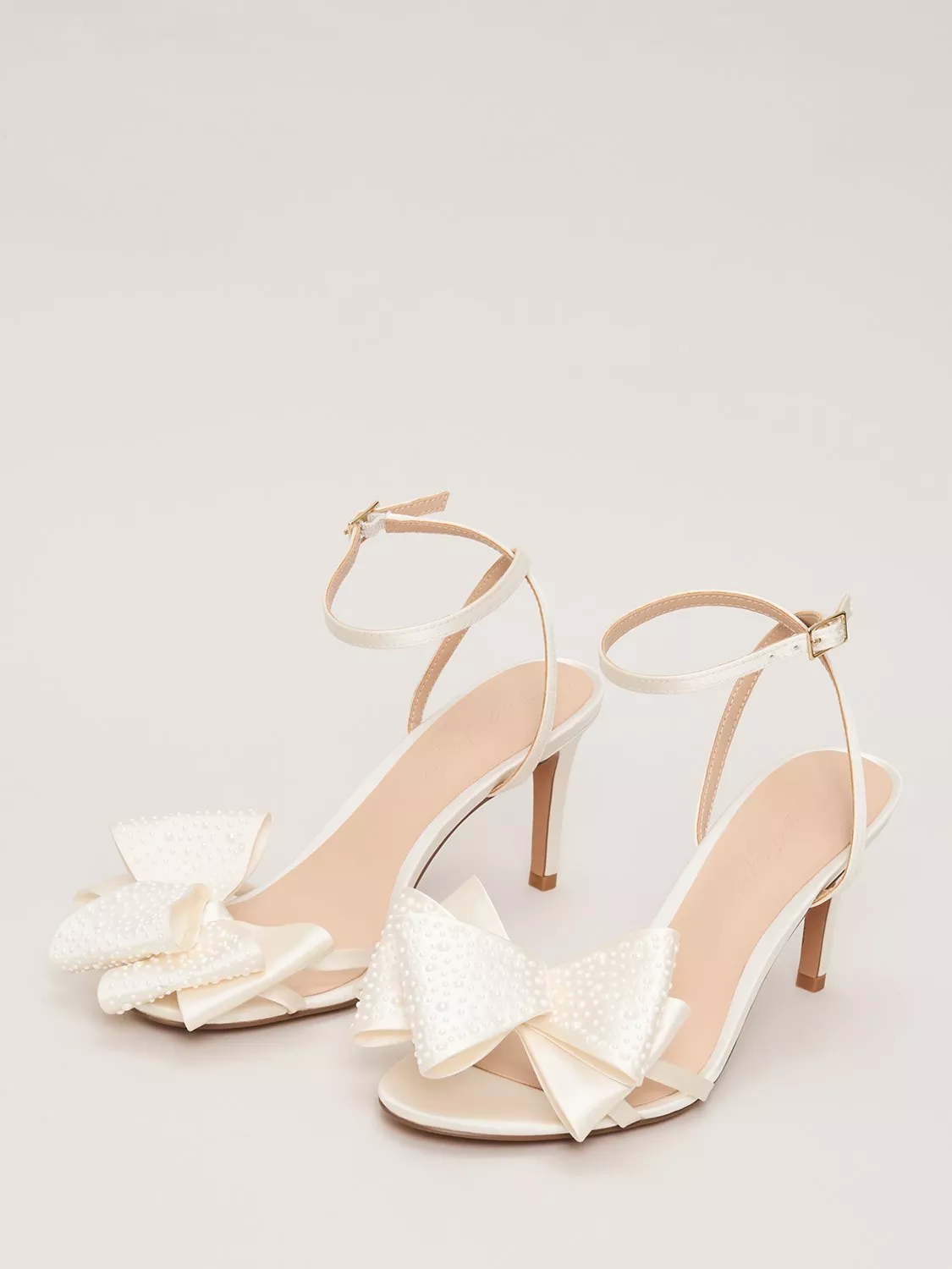 ivory heeled bow sandals