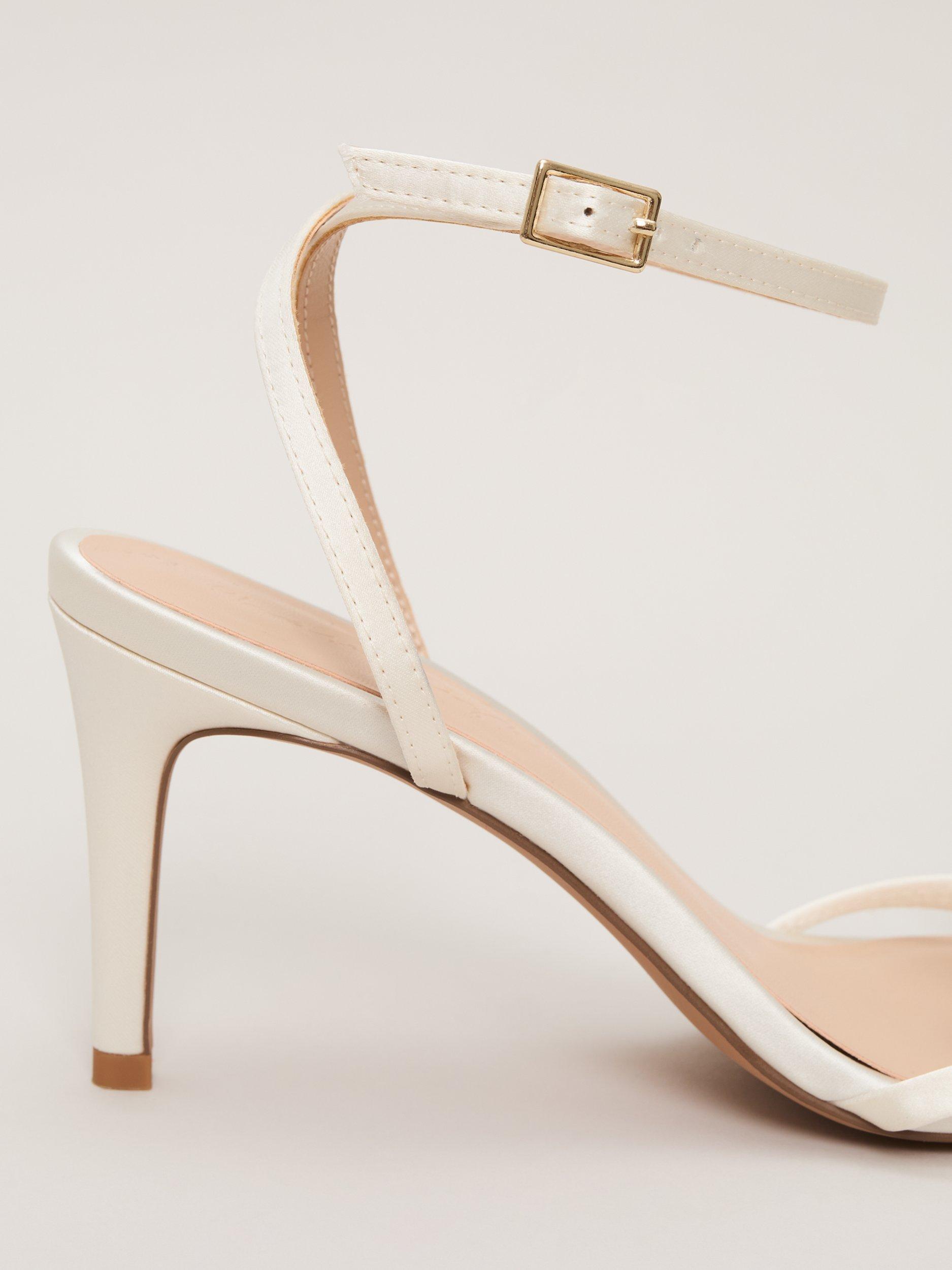 Product image 3 of 9, which shows Phase Eight Pearl Bow Bridal Sandals, Ivory, 3