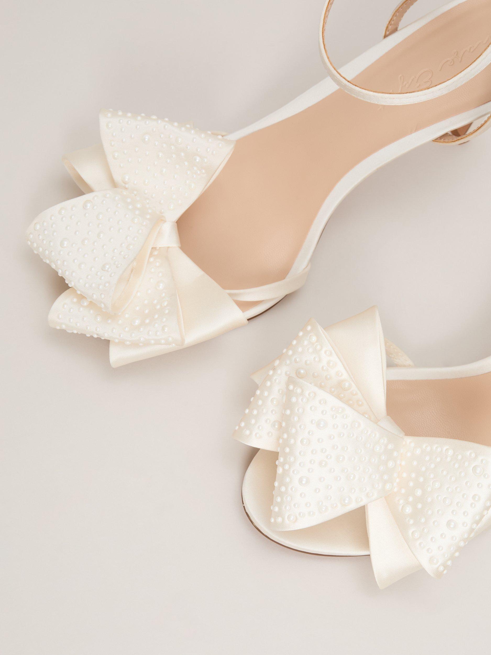 Product image 4 of 9, which shows Phase Eight Pearl Bow Bridal Sandals, Ivory, 3