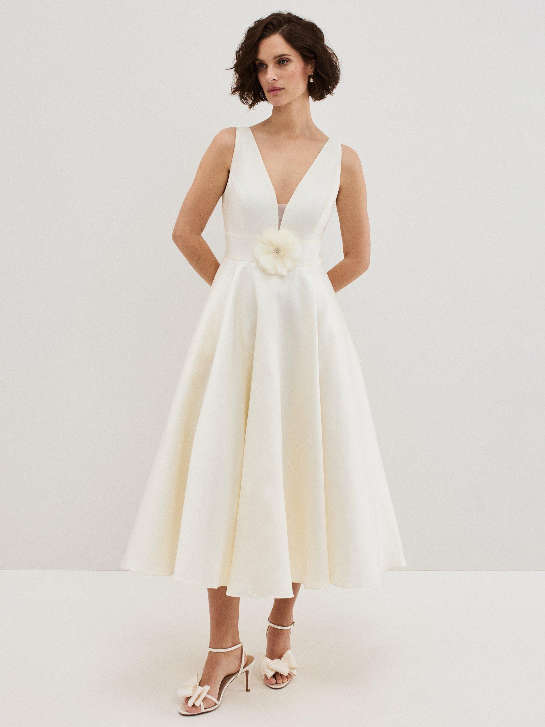 Product image 6 of 9, which shows Phase Eight Pearl Bow Bridal Sandals, Ivory, 3