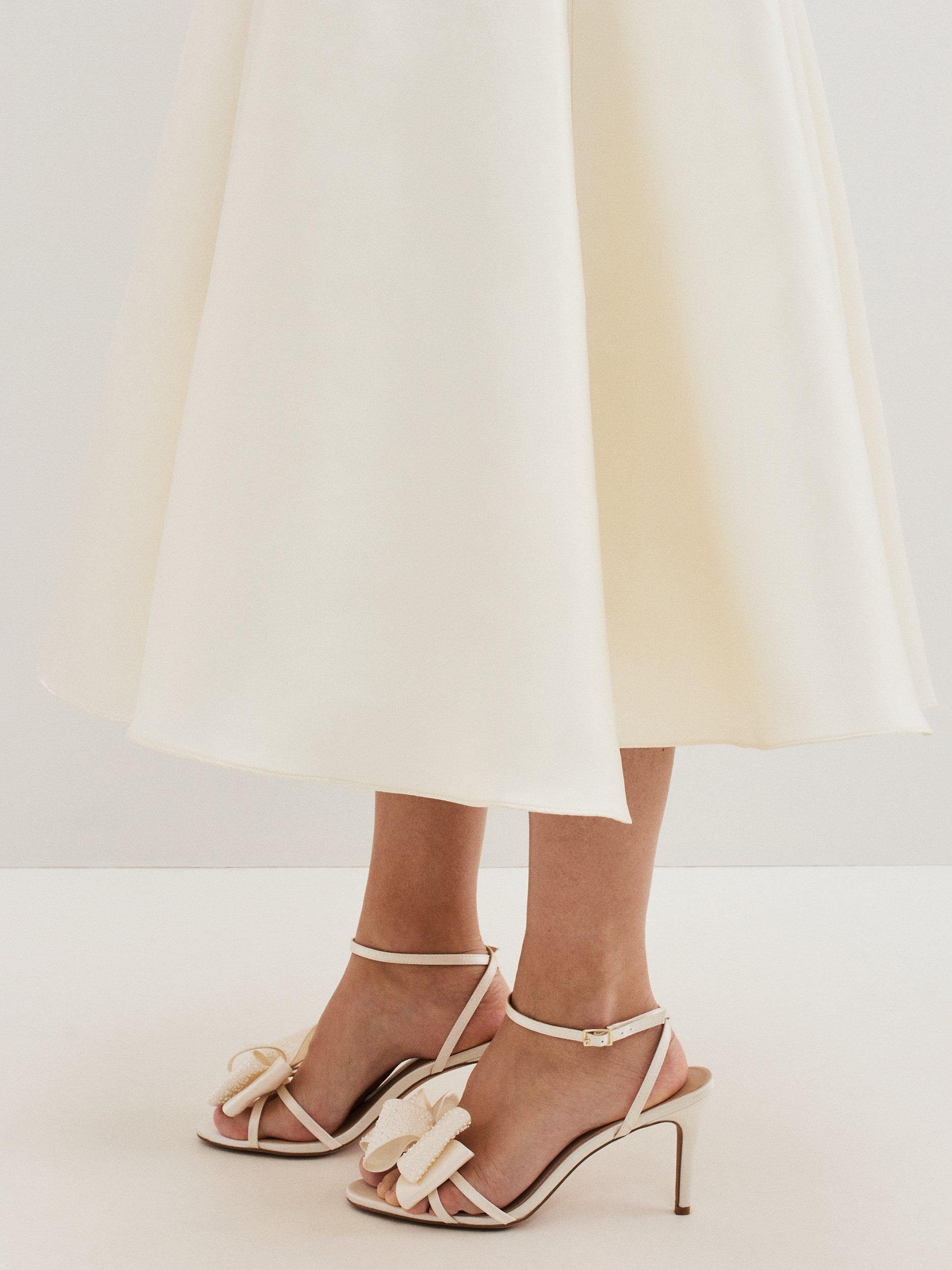 Product image 8 of 9, which shows Phase Eight Pearl Bow Bridal Sandals, Ivory, 3