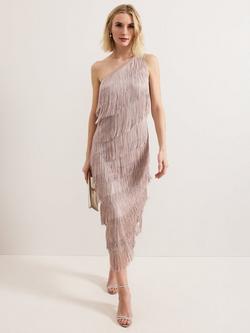 Phase Eight Amity Fringed Dress, Latte, Latte