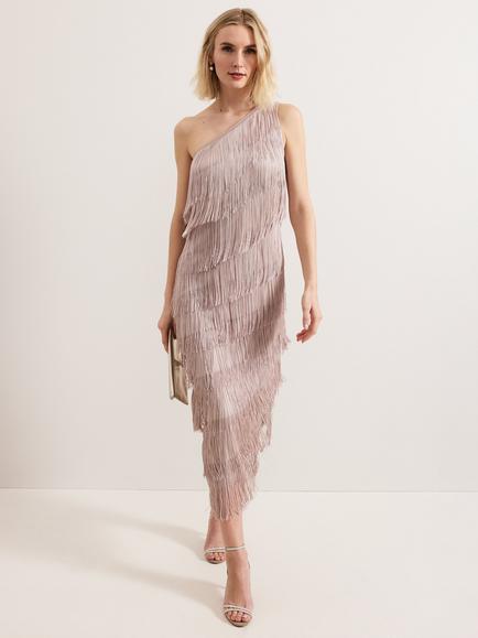 Phase Eight Amity Fringed Dress, Latte, Latte