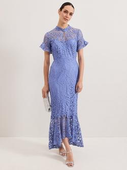 Phase Eight Eadie Lace Mermaid Maxi Dress, Pale Blue, Pale Blue