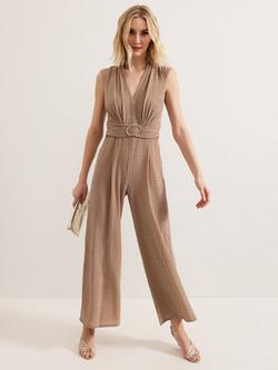 Phase Eight Brea Stud Jumpsuit, Latte, Latte