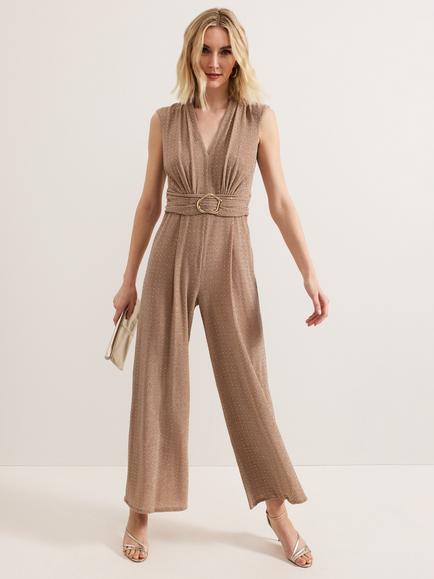 Phase Eight Brea Stud Jumpsuit, Latte, Latte