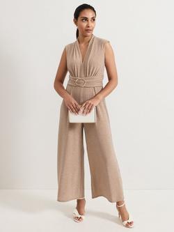 Phase Eight Petite Brea Stud Jumpsuit, Latte, Latte