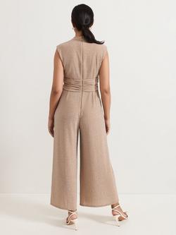 Phase Eight Petite Brea Stud Jumpsuit, Latte - view 2, Latte