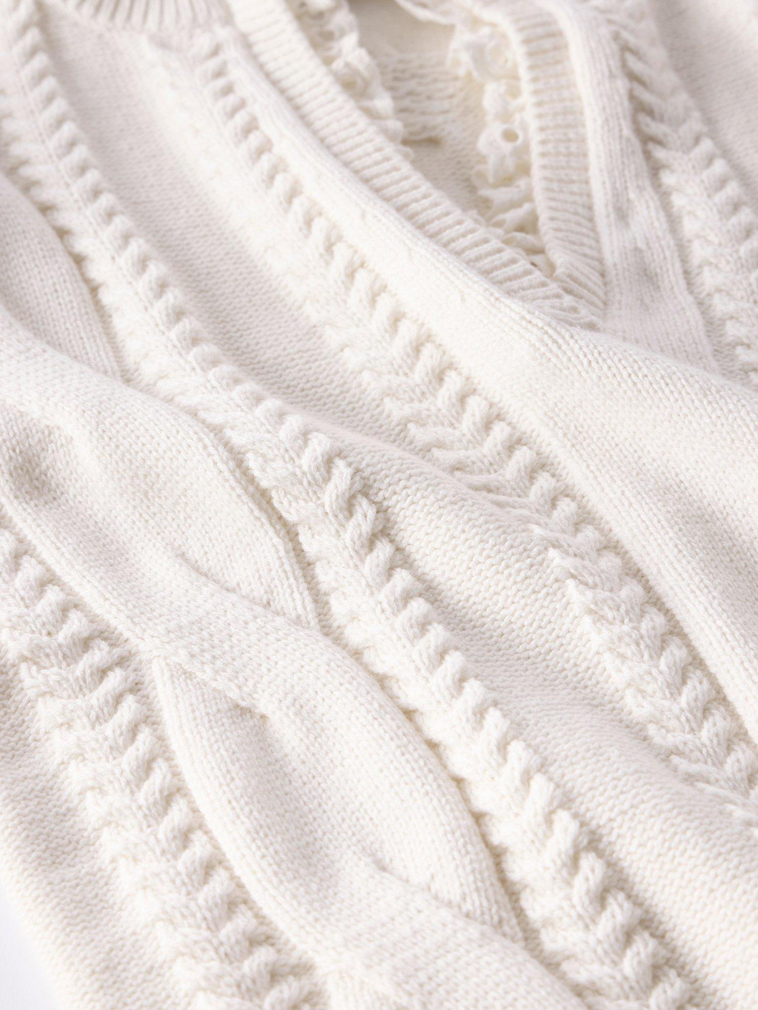 Product image 9 of 9, which shows Mint Velvet Ruffle Trim Jumper, Ivory, M