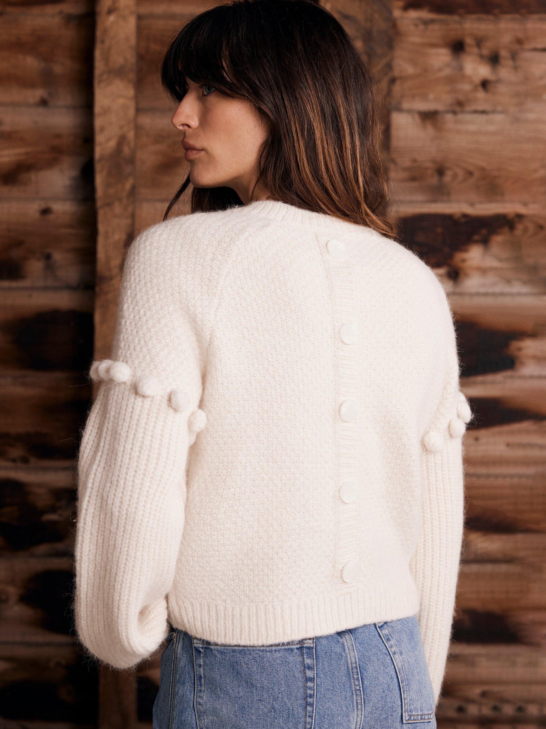 Product image 4 of 9, which shows Mint Velvet Bobble Sleeve Jumper, Natural Cream, L