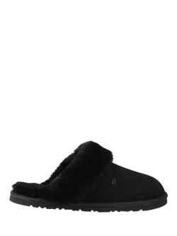 Hush Puppies Samantha Suede Sheepskin Collar Mule Slippers, Black