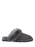 Hush Puppies Samantha Suede Sheepskin Collar Mule Slippers, Grey