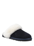 Hush Puppies Samantha Suede Sheepskin Collar Mule Slippers, Navy