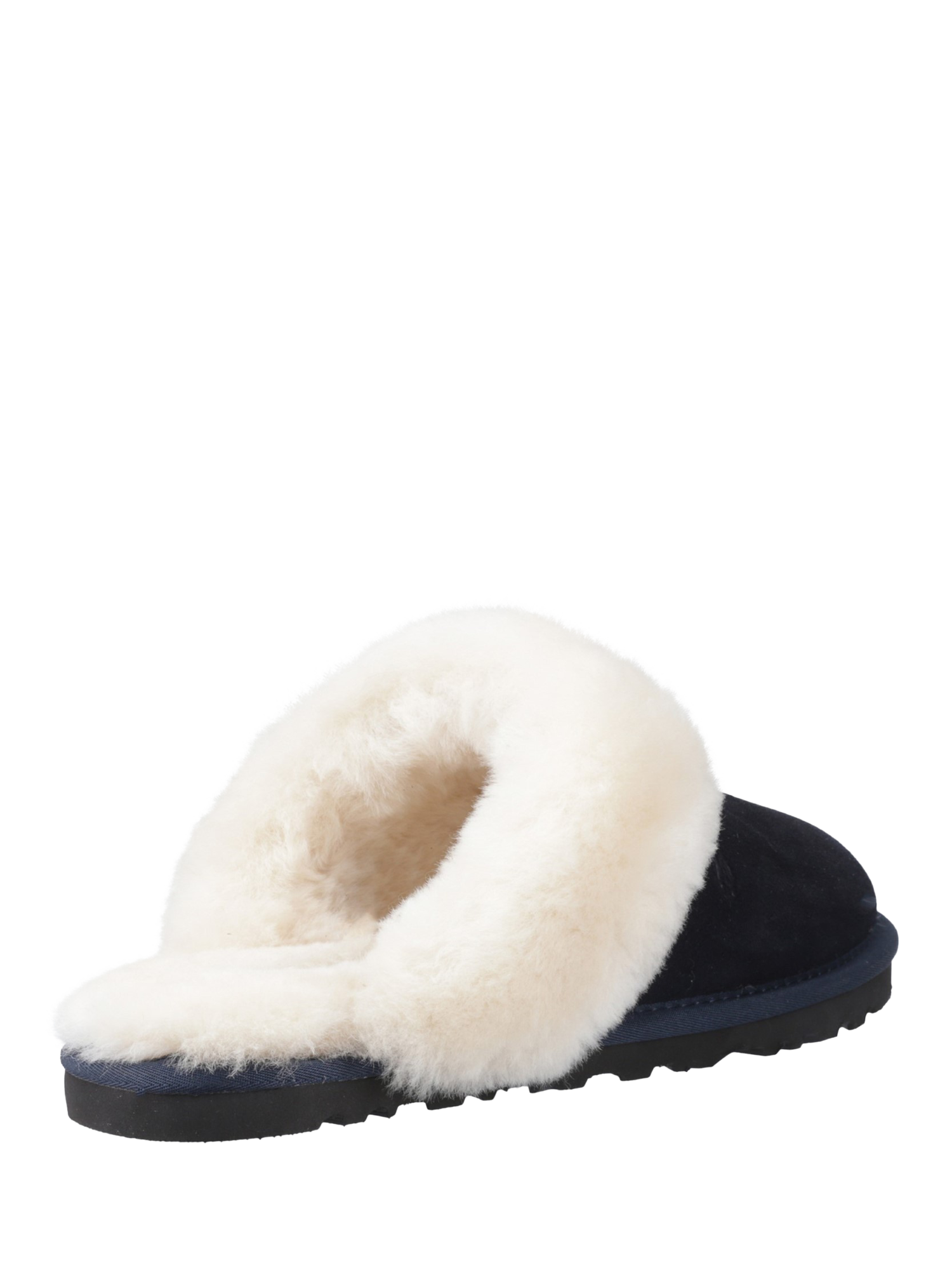 Product image 3 of 4, which shows Hush Puppies Samantha Suede Sheepskin Collar Mule Slippers, Navy, 5