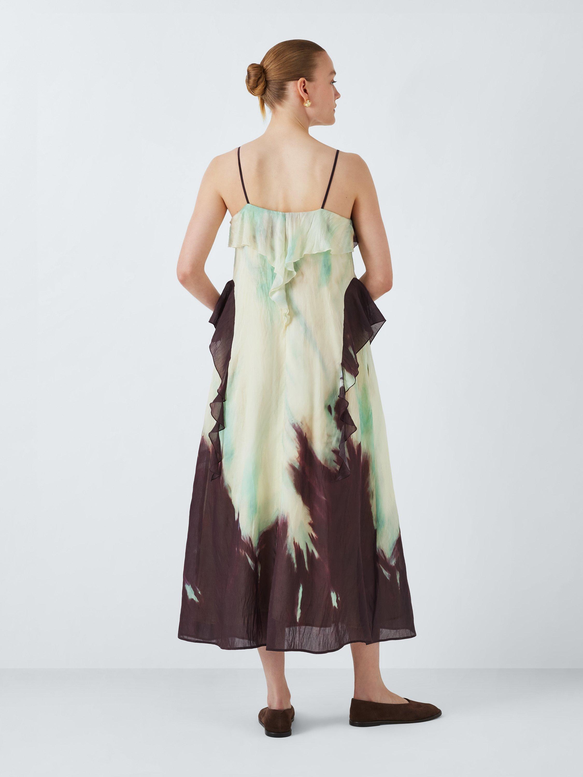 Product image 2 of 7, which shows John Lewis Ombre Sleeveless Ruffle Maxi Dress, Petal Ombre, 8