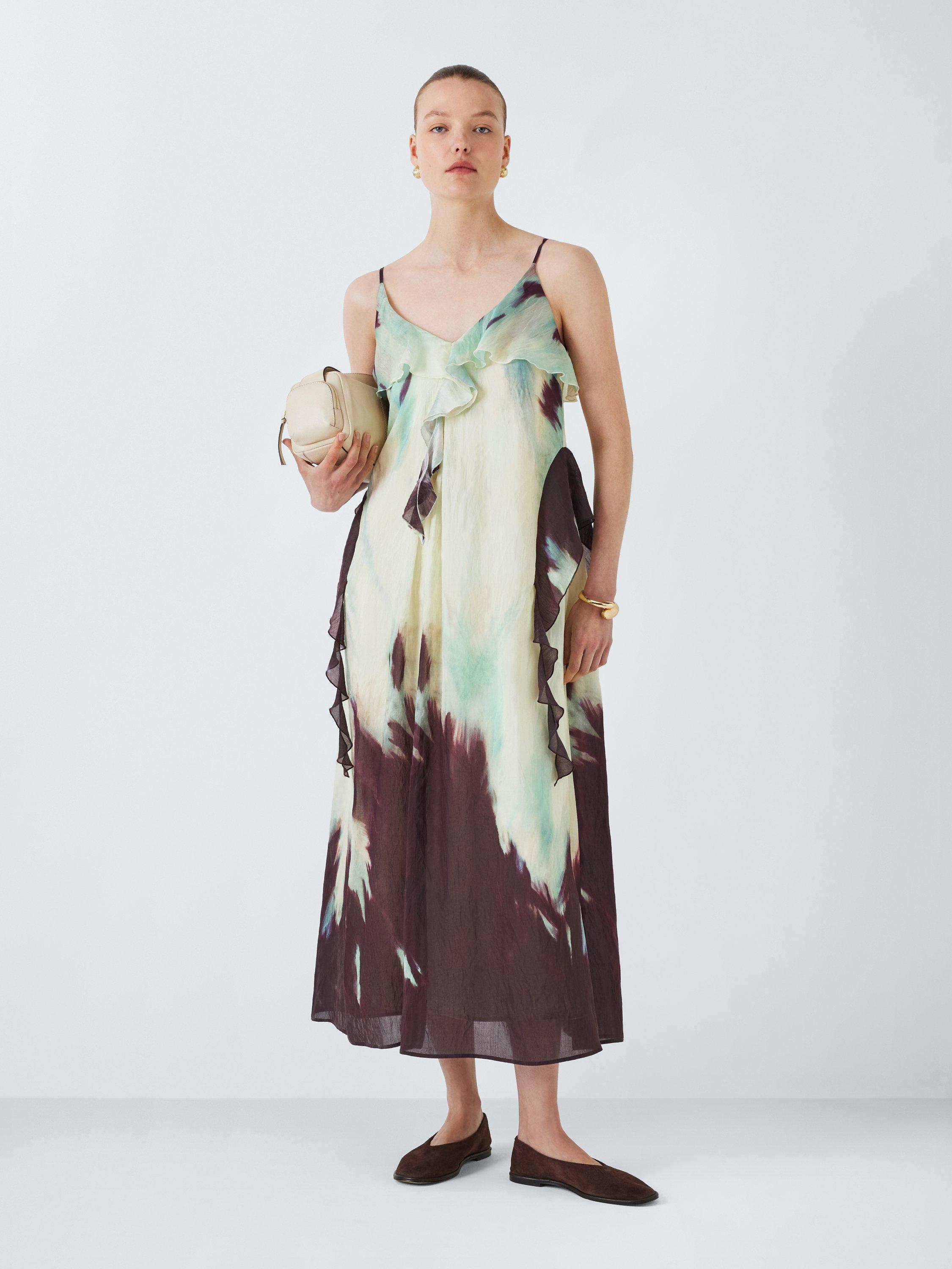 Product image 3 of 7, which shows John Lewis Ombre Sleeveless Ruffle Maxi Dress, Petal Ombre, 8