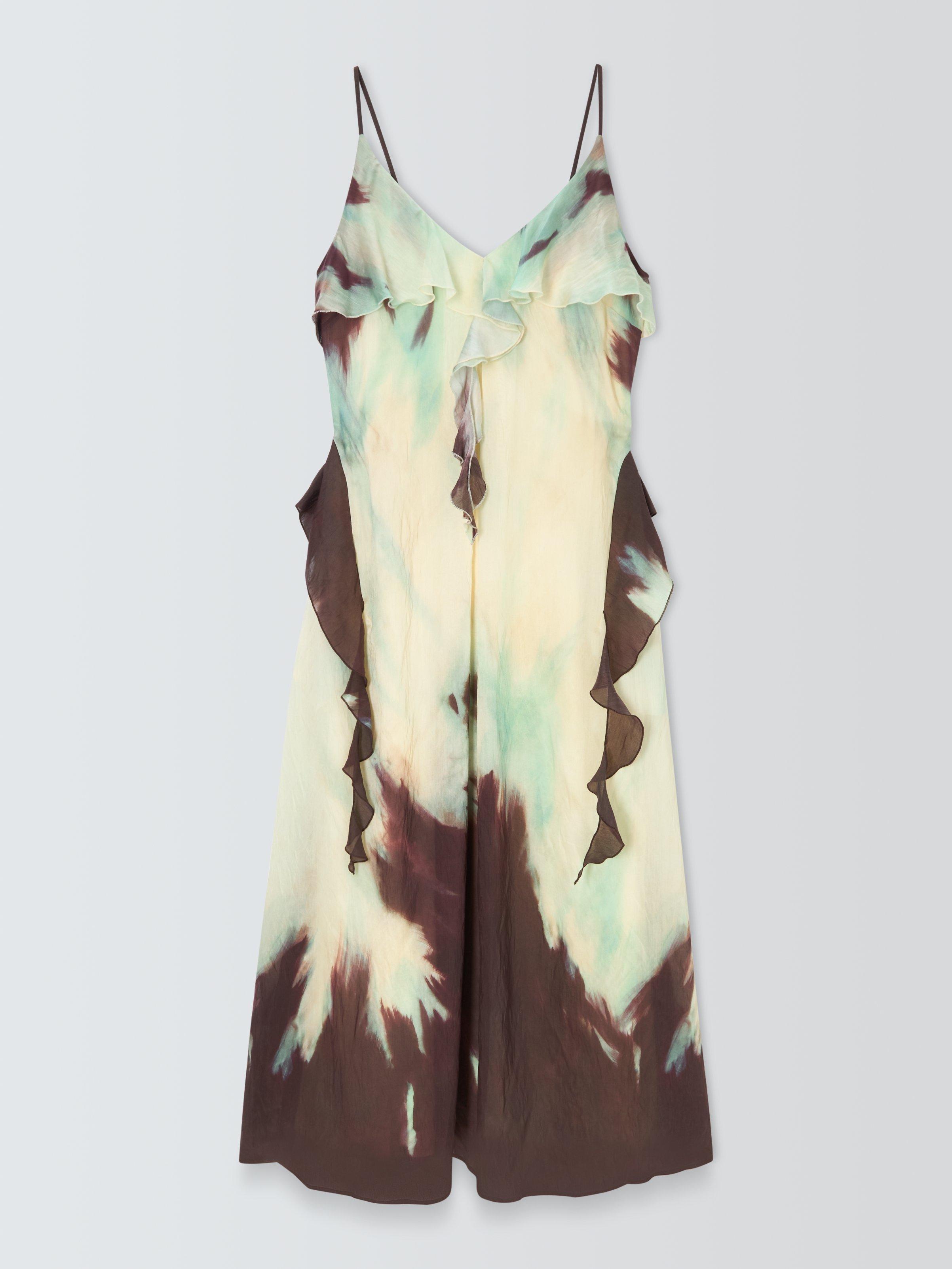 Product image 4 of 7, which shows John Lewis Ombre Sleeveless Ruffle Maxi Dress, Petal Ombre, 8