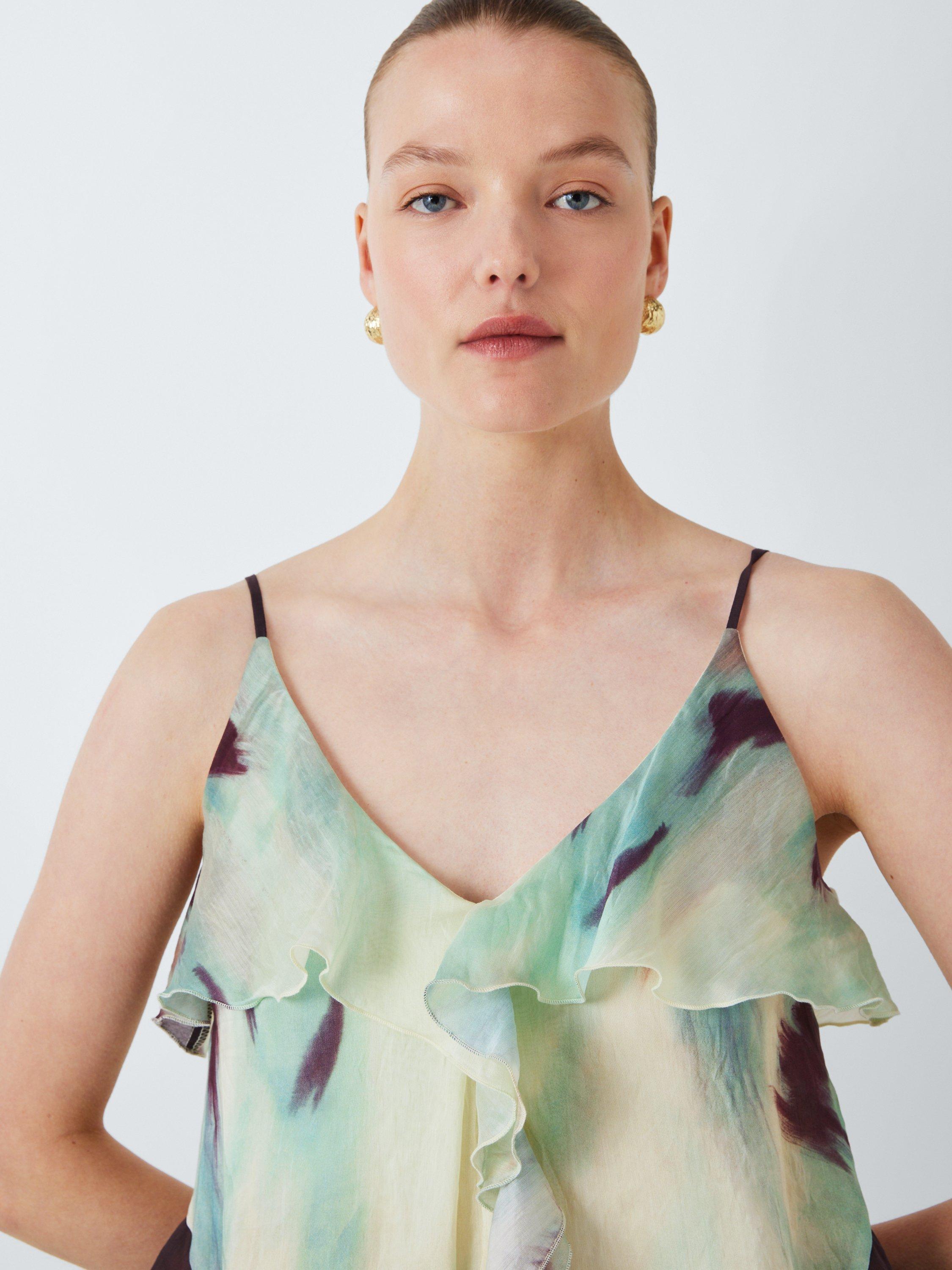Product image 5 of 7, which shows John Lewis Ombre Sleeveless Ruffle Maxi Dress, Petal Ombre, 8