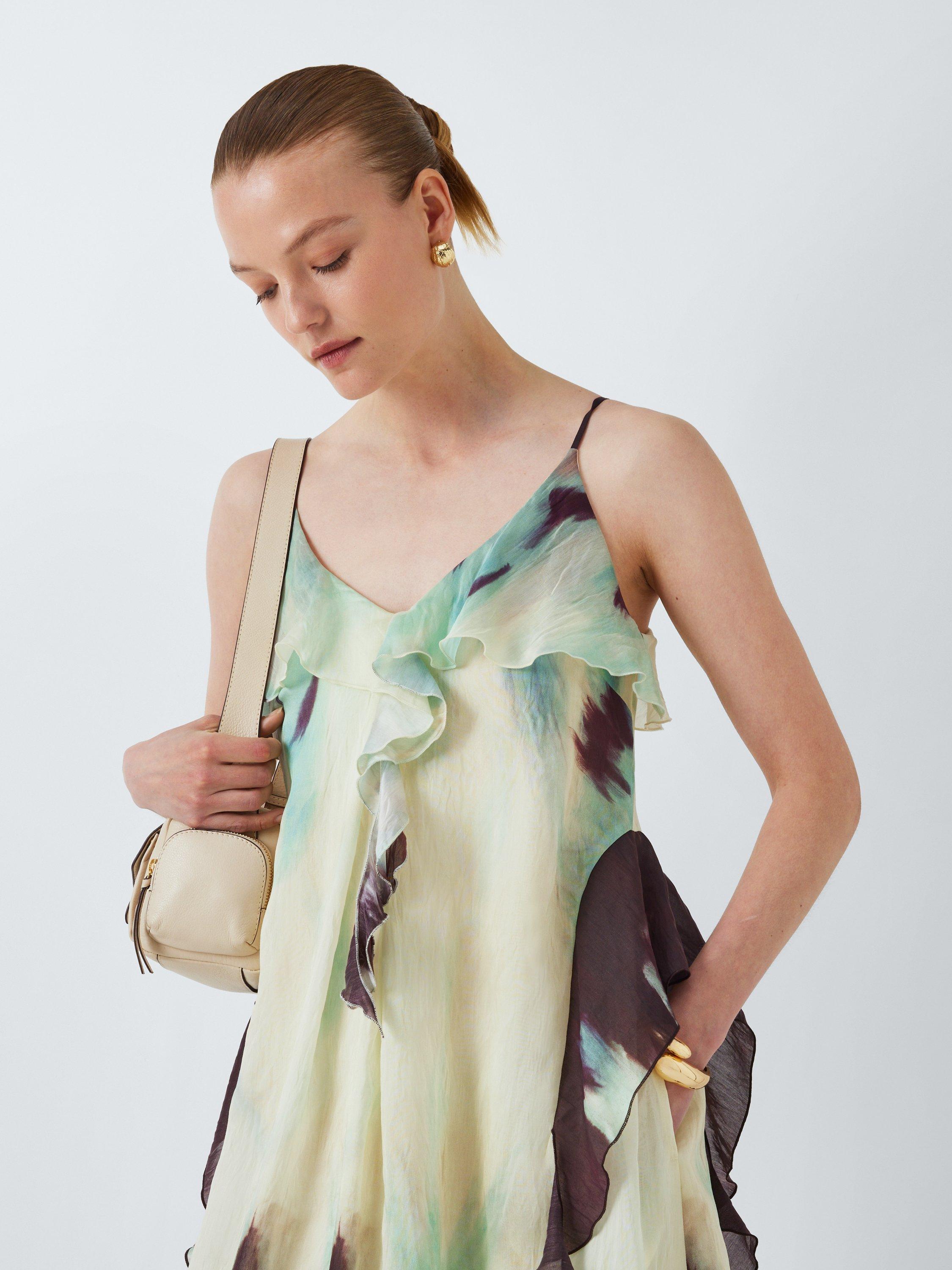 Product image 6 of 7, which shows John Lewis Ombre Sleeveless Ruffle Maxi Dress, Petal Ombre, 8