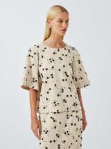 John Lewis Embellished Linen Blend Cami Top, Multi
