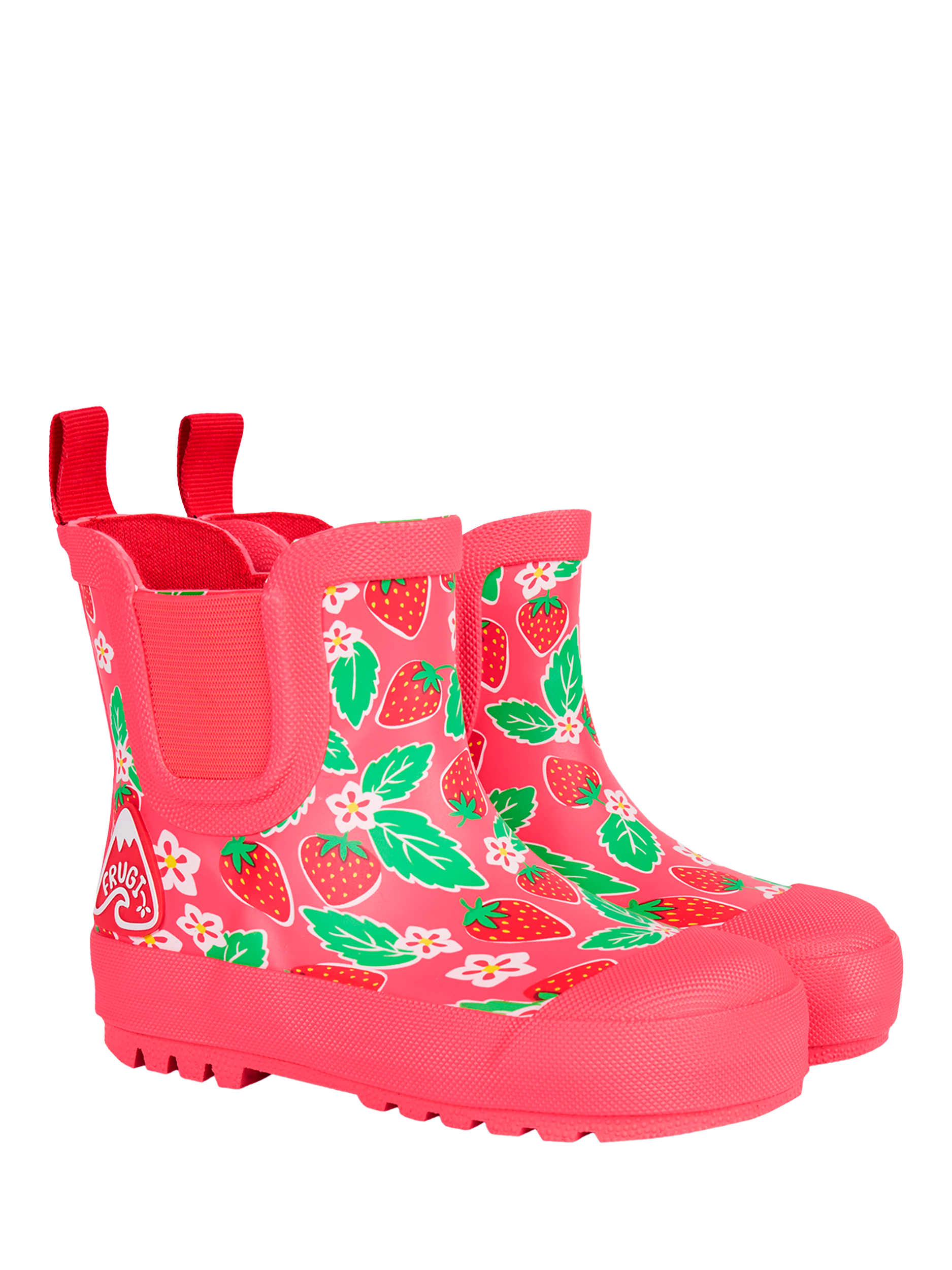Product image 1 of 6, which shows Frugi Kids' Short Wellington Boots, Pink/Multi, EU21