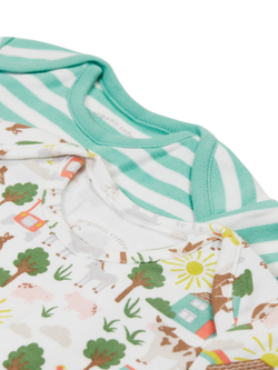 Frugi Baby Organic Cotton Farmyard Short Sleeve Bodysuit, Pack of 2, Multi - view 2, Multi