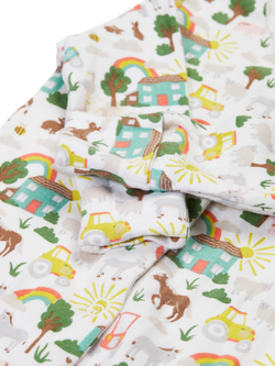 Frugi Baby Lovely Organic Cotton Farmyard Sleepsuit, Multi - view 2, Multi