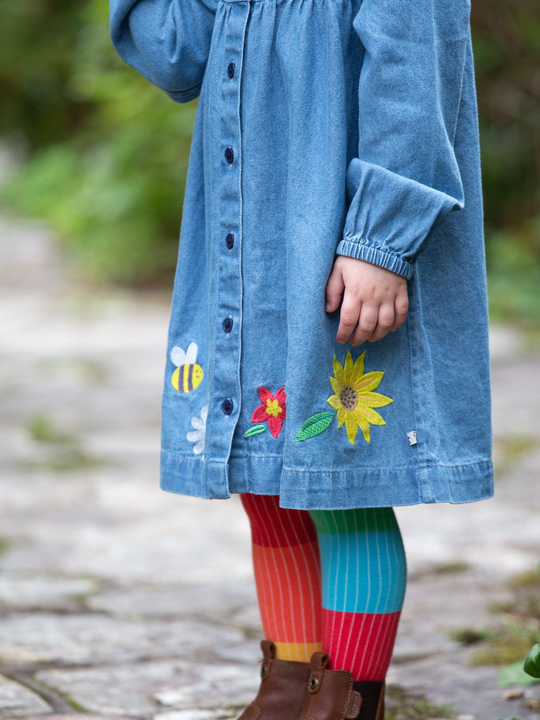 Product image 2 of 6, which shows Frugi Baby Emma Organic Cotton Denim Shirt Dress, Blue, 0-3 months