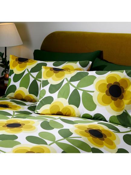 Orla Kiely Water Lily Duvet Cover Set - view 2, Green Yellow