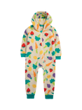 Frugi Kids' Ted Cotton Fleece Zipped Sleepsuit, Multi