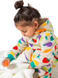 Frugi Kids' Ted Cotton Fleece Zipped Sleepsuit, Multi
