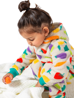 Frugi Kids' Ted Cotton Fleece Zipped Sleepsuit, Multi - view 2, Multi