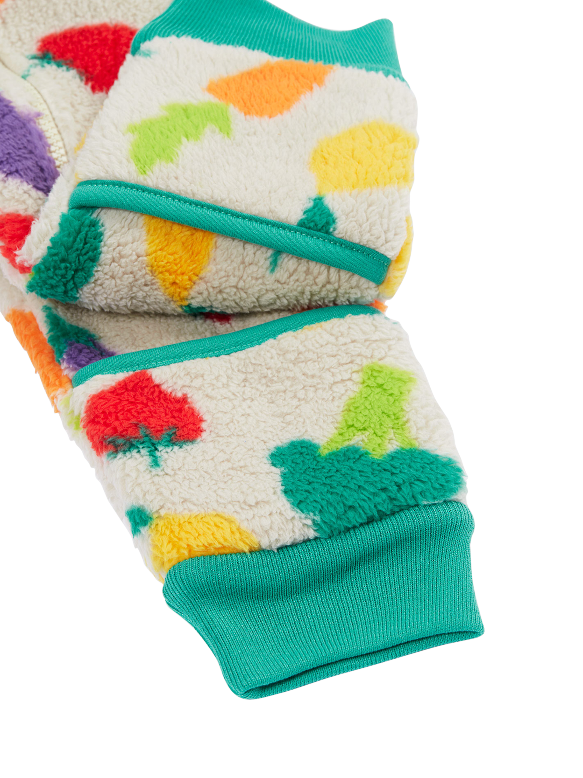 Product image 4 of 5, which shows Frugi Kids' Ted Cotton Fleece Zipped Sleepsuit, Multi, 0-3 months