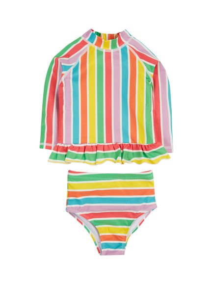 Frugi Baby Waverley Stripe Long Sleeve Rash Vest & Briefs, Multi, Multi