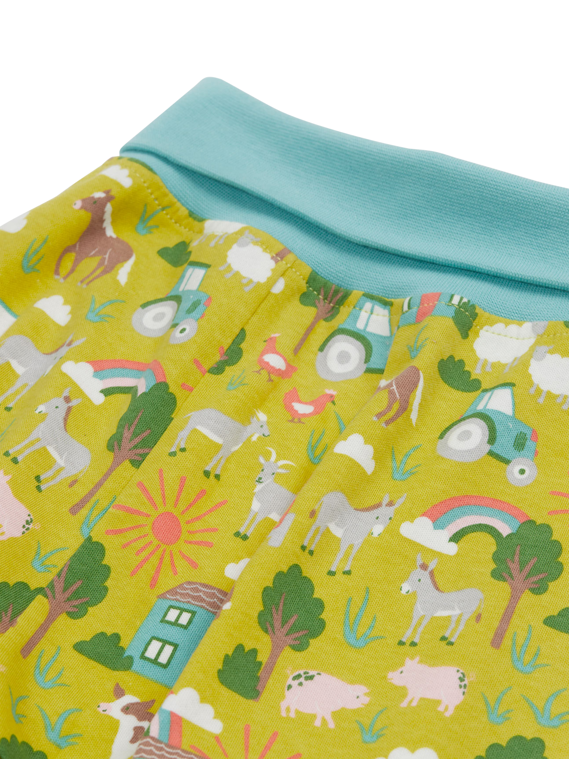 Product image 2 of 4, which shows Frugi Kids' Parsnip Cotton Printed Dungarees, Farm Life, 0-3 months