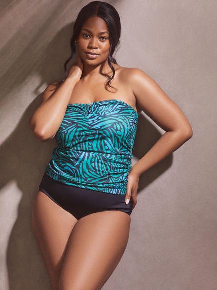Live Unlimited Curve High Waist Tankini Bottoms, Black, Black