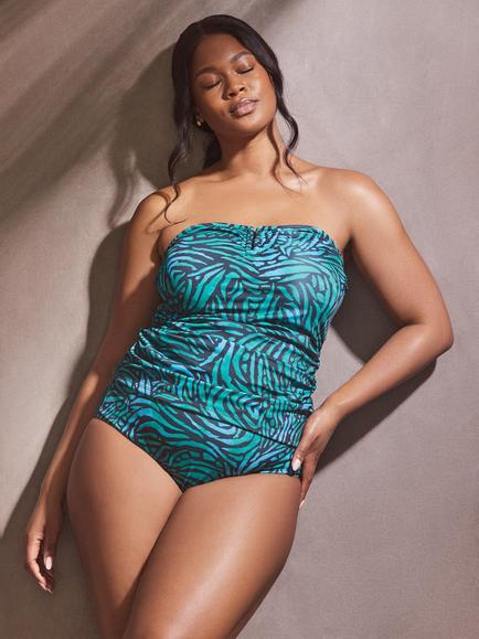 Live Unlimited Curve Leaf Print Tankini Bottoms, Green - view 2, Green